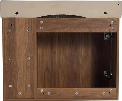 28" Floating Bathroom Vanity with Sink Combo,28 Inch Floating Vanity,Modern Single Sink Bathroom Vanity Combo,Brown Wall Mounted Cabinet Set