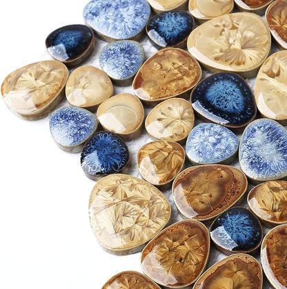 Glazed Blue Mosaic Ceramic Pebble Porcelain Tile Swimming Pool Bath Shower Wall Flooring Tile TSTGPT001 (5 Square Feet)