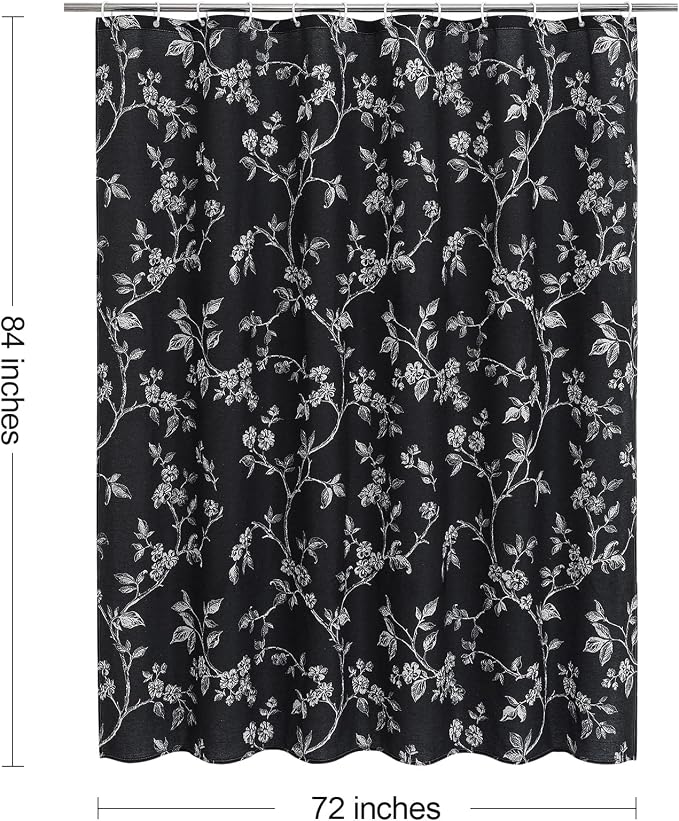 MitoVilla Extra Long Cotton Floral Shower Curtain for Bathroom,72 x 84 | Extra Long BoHo Cottagecore Spring Shower Curtains, Modern Farmhouse Country Plant Leaves Bathroom Décor, 72 x 84