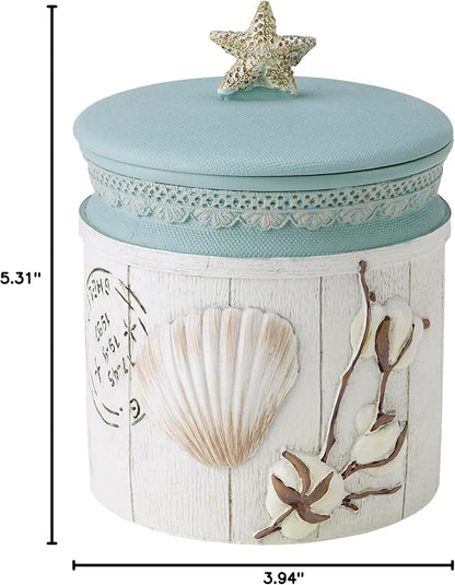 Avanti Linens - Covered Jar, Countertop Organizer, Farmhouse Chic Home Decor (Farmhouse Shell Collection)