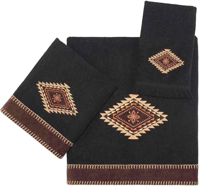 Avanti Linens 17722BLK Mojave Hand Towel, Black, 28.00" x 16.00"