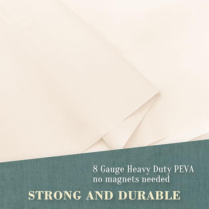 No Hook PEVA Shower Curtain or Liner, Standard Size 71 x 74, Beige | 8G Heavy Duty, Beige Bathroom Shower Curtain, No Hooks Required, Waterproof Plastic & PVC Free