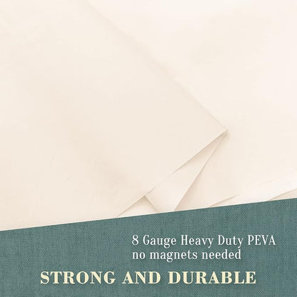 No Hook PEVA Shower Curtain or Liner, Standard Size 71 x 74, Beige | 8G Heavy Duty, Beige Bathroom Shower Curtain, No Hooks Required, Waterproof Plastic & PVC Free