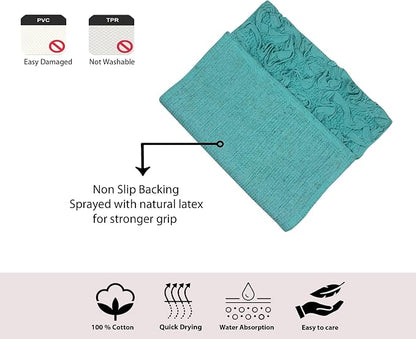 Home Weavers Bell Flower Collection 100% Cotton Tufted Bath Rugs, Extra Soft and Absorbent Bath Rugs, Non-Slip Bath Mats, Machine Washable, Bath Mats for Bathroom Floor, 20"x20" Contour, Turquoise