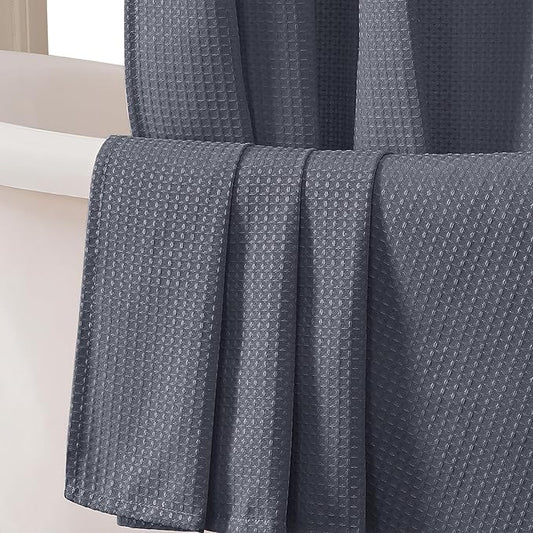 OVZME Grey Shower Curtain Set, Waffle Textured Heavy Duty Fabric Shower Curtain for Bathroom, Luxury Hotel Weighted 230GSM Bath Curtain with 12 Plastic Hooks, Machine Washable, 72x72