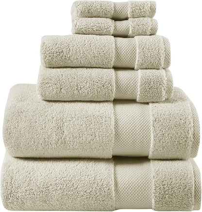 Madison Park Signature Splendor Luxury 100% Cotton Bathroom Towel Set - Soft, Plush 1000 GSM Heavyweight Hotel Quality, Zero Twist, Highly Absorbent, Quick Dry, Multi Sizes, Natural 6 Piece