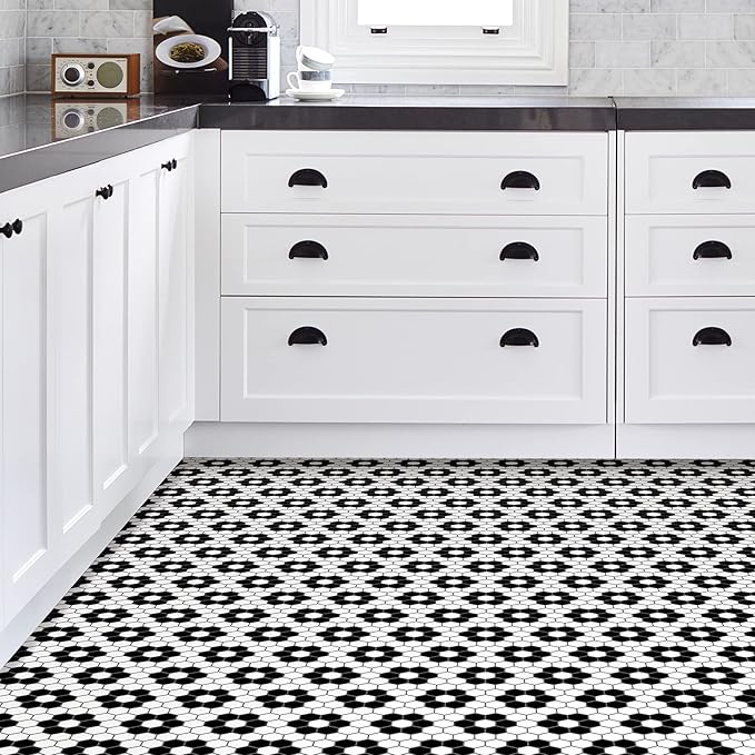 FloorPops Black Biscotto Peel & Stick Floor Tiles,FP3931,(Pack of 6)