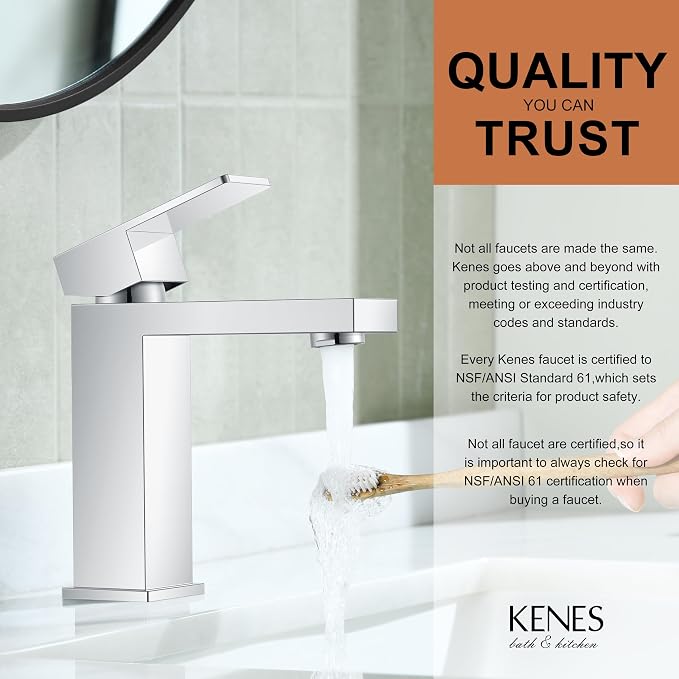 Chrome Bathroom Faucet Single Hole, Single Handle Vanity Sink Faucet | Bathroom Sink Faucet with Pop Up Drain & Supply Lines, Lead-Free cUPC & NSF Certified, 1 Handle Faucet for Vanity RV Restroom