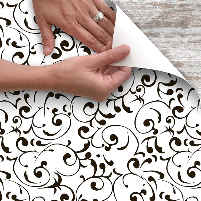 Con-Tact Brand Creative Covering, Self-Adhesive Shelf Liner, Multi-Purpose Vinyl Roll, Easy to Use and Apply, 18'' x 16', Virtu Black