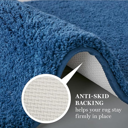 MARTHA STEWART Drylon Microfiber Bath Rug - 1 Piece, Ultra Soft Plush, Non-Slip, Thick, Washable Bathroom Rugs, Home Decor Accessories, Household Essentials, Small Bath Mat, 17" x 24", Navy Blue