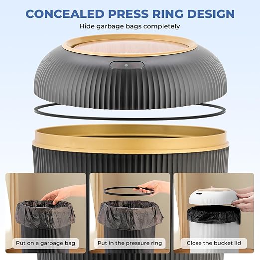 Pukomc Smart Sensor Wastebasket, Convenient and Hygienic Easy to Use | Technology Sensor Waterproof Wastebasket Plastic Trash Can for Kitchen, Bathroom, Bedroom, Living Room, Office and Outdoor