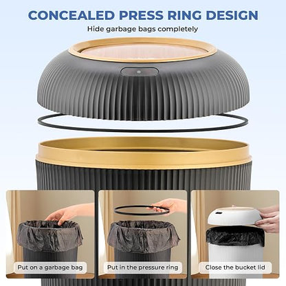 Pukomc Smart Sensor Wastebasket, Convenient and Hygienic Easy to Use | Technology Sensor Waterproof Wastebasket Plastic Trash Can for Kitchen, Bathroom, Bedroom, Living Room, Office and Outdoor