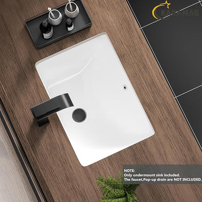 Durable Rectangle Undermount Sink Vitreous Ceramic Lavatory Vanity Bathroom Restroom Sink Pure White (18.3"X13.0")
