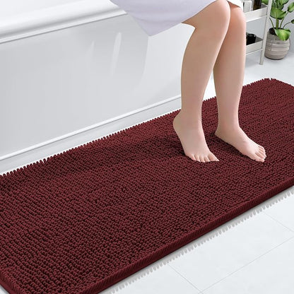OLANLY Bathroom Runner Rugs 70x24, Extra Soft Absorbent Chenille Bath Rugs | Andorra Red-Brown, Quick-Drying Rubber Backing, Machine Washable Long Bath Mat for Bathroom Floor, Tub and Shower, Home Decor