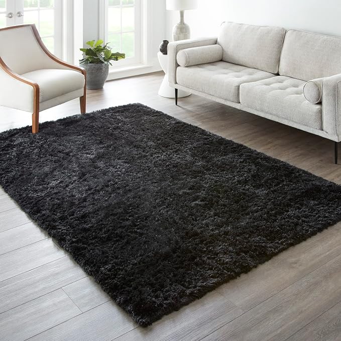 Ophanie 6x9 Black Rugs for Living Room, Large Fluffy Shag Fuzzy Plush Soft Area Rug, Floor Shaggy Carpets for Bedroom, Carpet for Kids Boys Girls Dorm Nursery Decor with Over 99 pcs Pile fibers