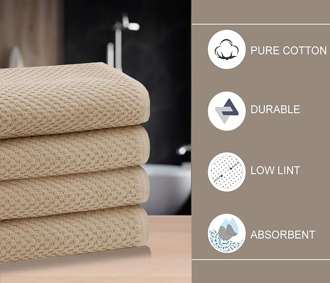 COTTON CRAFT Euro Spa Waffle Weave Bath Towels - Set of 4 Linen Towels | Pure 100% Ringspun Cotton Oversized Luxurious Towel Set - Soft Plush Super Absorbent Low Lint Quick Dry - 30 x 56 inches
