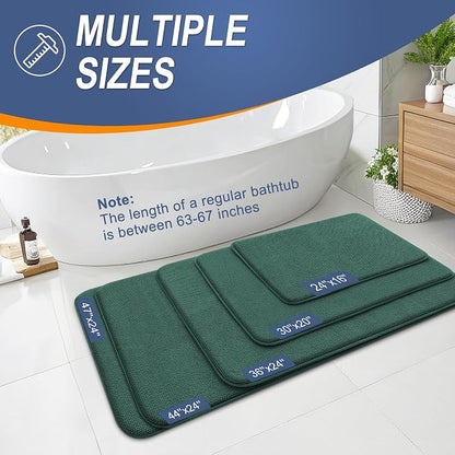 OLANLY Memory Foam Bathroom Rugs 30x20, Absorbent Bath Mat, Blackish Green | Soft Quick Dry Bath Rugs, Non-Slip, Machine Washable Carpet for Bathroom Floor, Tub and Shower, Home Decor Accessories