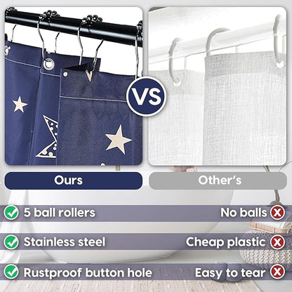 Amaredom Star Shower Curtain, Celestial Shower Curtain for Bathroom, Waterproof Fabric Shower Curtain Set, Bathroom Decoration with 12 Hooks 72x72 Inches