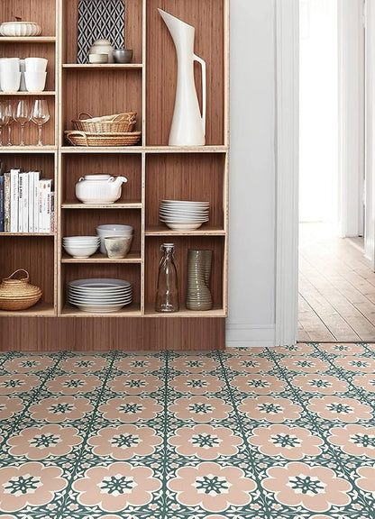 FloorPops 12-in by 12-in Pink Daphne Vinyl Peel & Stick Floor Tiles (10 Tiles), (10 sq.ft./Carton)