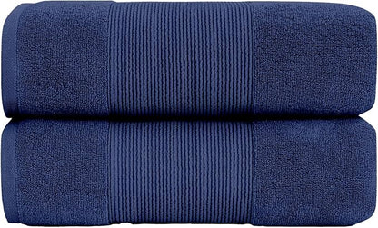 Modern Threads - Air Cloud 2-Pack 100% Zero-Twist Cotton Bath Sheet Set - Super Absorbent & Quick Dry - 500 GSM - Soft & Plush, Navy