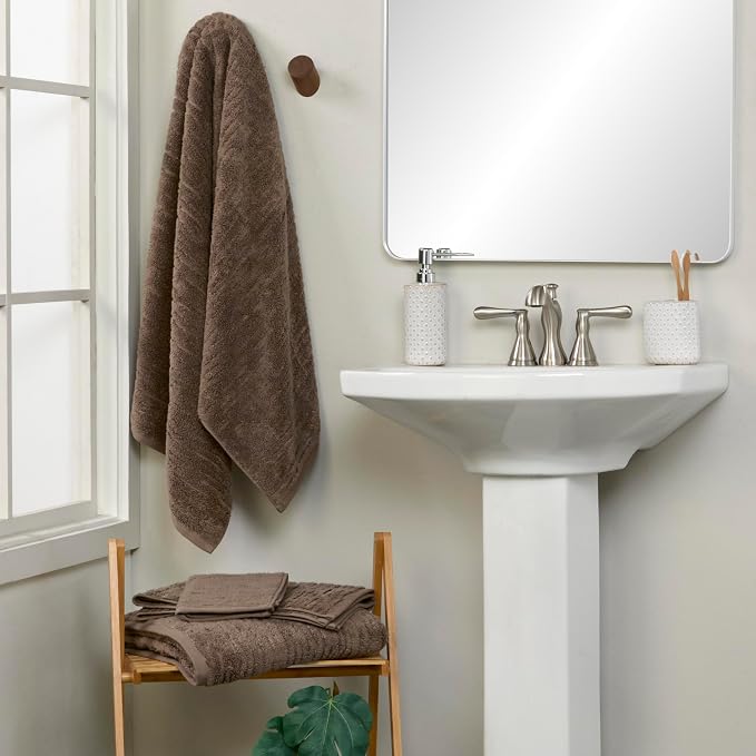 SKL Home CloudSoft Washcloth Set, 4-Piece, 100% Cotton Luxury, Mink Brown | Premium spa-level quality. 520 GSM weight. Ultra plush & absorbent.