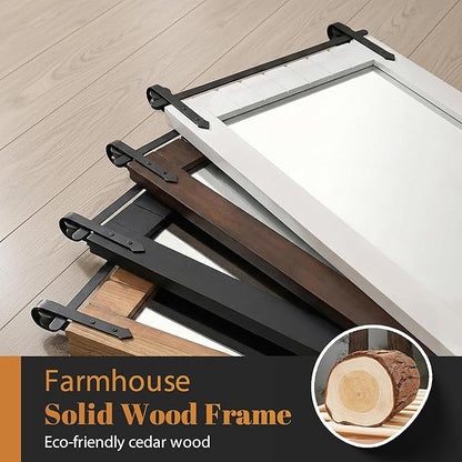 Besdomus Bathroom Farmhouse Wall Mirror: 22"x30" White Barn Door Solid Cedar Wood Frame Vanity Mirror - Wall Mounted Mirror for Bathroom/Living Room/Hallway - Rustic Home Decor for Homemakers