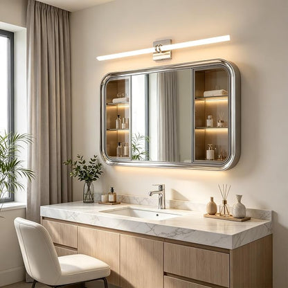 Bathroom Light Fixture LED Vanity Light 37.4" 5CCT Wall Sconce 35W | LED Dimmable Wall Light Nickel Modern 360° Lighting, Hardwired Vanity Light for Bathroom Mirror, Flicker-Free