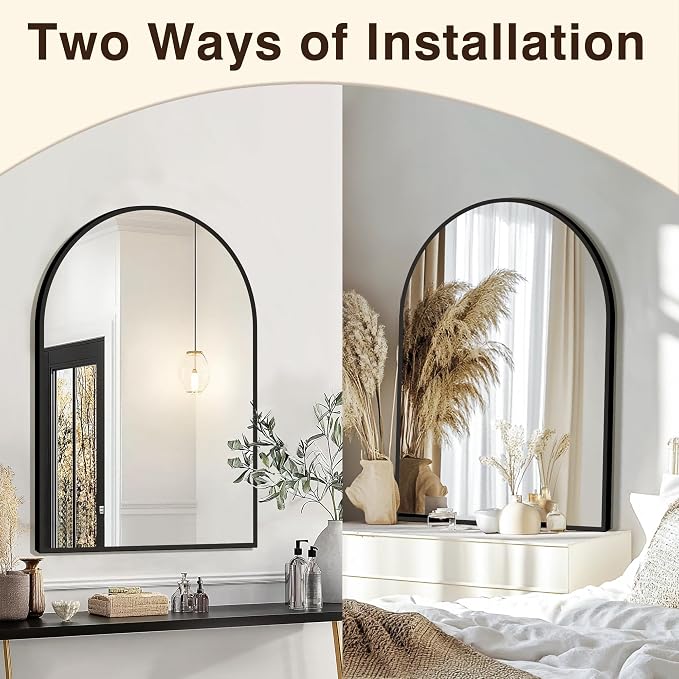 FICTOR 24" x 36" Arched Bathroom Vanity Mirror for Over Sink, Black | Anti-Rust Metal Framed, HD Tempered Shatter-Proof Glass, Modern Wall Mirror for Entryway, Living Room, Bedroom