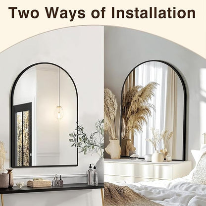 FICTOR 24" x 36" Arched Bathroom Vanity Mirror for Over Sink, Black | Anti-Rust Metal Framed, HD Tempered Shatter-Proof Glass, Modern Wall Mirror for Entryway, Living Room, Bedroom