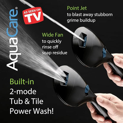 AquaCare New 8-mode High Pressure Handheld Shower Head w/ 2-way Power Wash | Stay Clean Nozzles, Dual Power Wash for Tub, Tile & Pets, Long 6 ft. Stainless Steel Hose, Wall & Overhead Brackets / Bronze