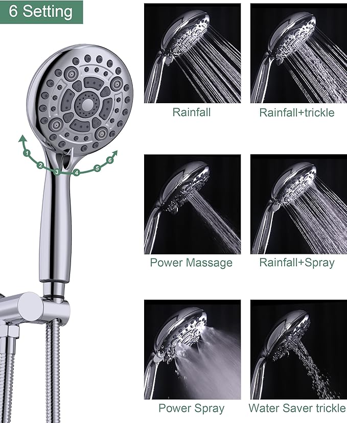 SunCleanse Rain Shower Faucet System - 8.5" Shower Head Combo with 7-Setting handheld Spray Complete Shower Set - Rainfall Shower Fixture with Valve and Trim Kit for Luxury Bathroom Polished Chrome