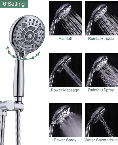 SunCleanse Rain Shower Faucet System - 8.5" Shower Head Combo with 7-Setting handheld Spray Complete Shower Set - Rainfall Shower Fixture with Valve and Trim Kit for Luxury Bathroom Polished Chrome