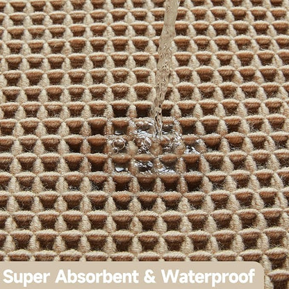 TYUU Waffle Bath Mat, Boho Bathroom Rugs Non Slip, 36x24 Beige | Super Absorbent Quick Dry Bath Rug, Non-Slip Backing, Soft Waffle Washable Farmhouse Bathroom Mats, Tub, Shower & Home Decor