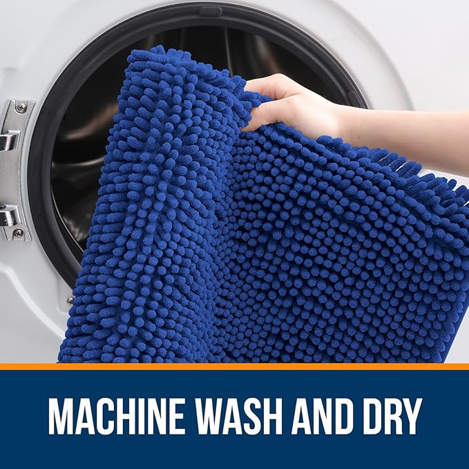 OLANLY Bathroom Runner Rugs 59x20, Extra Soft Absorbent Chenille Bath Rugs | Royal Blue, Quick-Drying Rubber Backing, Washable Long Bath Mat for Bathroom Floor, Tub and Shower, Home Decor Accessories