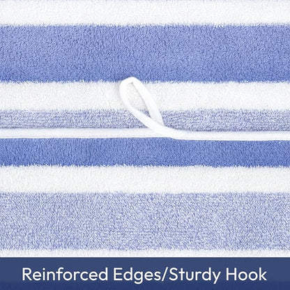 JML Bath Towels, 2 Pack, 27x55 in, Microfiber, Stripe Blue | Soft, Super Absorbent, Quick Dry, Lint-Free, Lightweight Bathroom Towel with Hanging Loop for Daily Use
