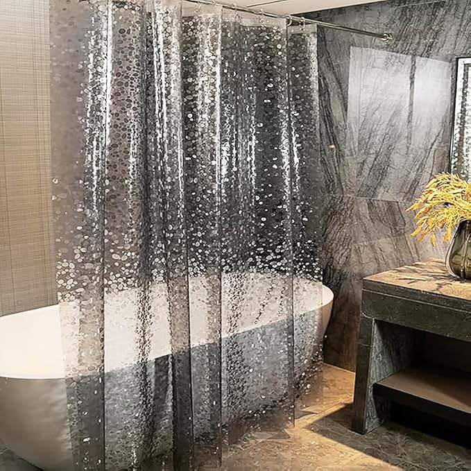Shower Curtain Liner, 100% Waterproof Eva Shower Curtains with 3 Duty Heavy Bottom Magnets and 12 Rust Proof Grommets, 72x72 Weighted Shower Liner for Shower Stall, Bathtubs