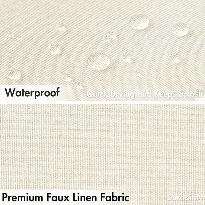 MIULEE 72 x 84 Extra Long Linen Shower Curtain Ivory 12 Metal Hooks | Washable, Heavy Fabric Curtain Set, Waterproof Thick Cloth Shower Curtains, Bathroom Hotel Bathtub