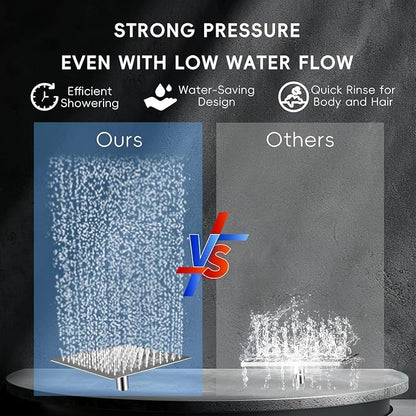 Peicuai Shower Head Combo, 10 Inch High Pressure Rain Shower Head with 11 Inch Adjustable Extension Arm, 5-Setting Handheld Shower with Long Hose, Powerful Spray for Low Water Pressure