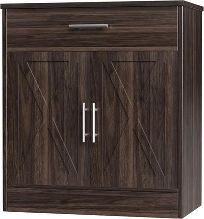 Shintenchi Farmhouse Storage Cabinets with Doors and Shelves,Kitchen Barn Door Storage Cabinet with Drawers,Coffee Bar Cabinet Buffest Sideboard for Dining Living Room,Bathroom,Entryway,Dark Brown
