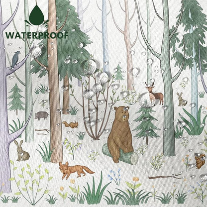 AWERT Cute Shower Curtain with Hooks Green Forest Shower Curtain with Wild Animals Bear Moose Deer Fox Deor Bathroom 72x78 inch