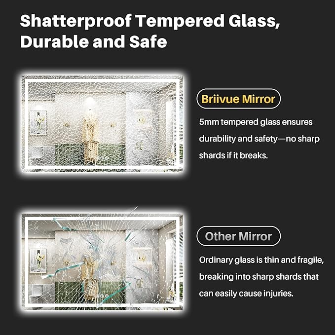 68x36 Inch LED Bathroom Mirror with Lights, Backlit & Front Lit, Anti-Fog Lighted Bathroom Vanity Mirror for Wall, Memory Function, Dimmable, HD Tempered Glass, Shatter-Proof