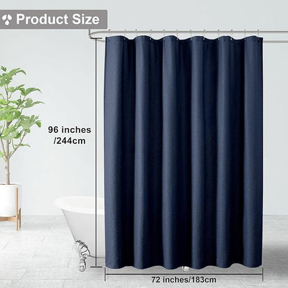 OVZME Berry Extra Long Blue Shower Curtain 96 Inch Long, 3D Embossed Texture Fabric Bathroom Shower Curtain, Large Hotel Bath Curtain with 12 Holes, Washable Cloth Shower Curtains, 72x96, Navy Blue