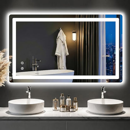 LED Bathroom Mirror with Lights, 24"x40" Lighted Vanity Mirror for Wall | Anti-Fog, Dimmable 3 Color Light, Backlit+Frontlit, Shatterproof Tempered Glass, Memory Function