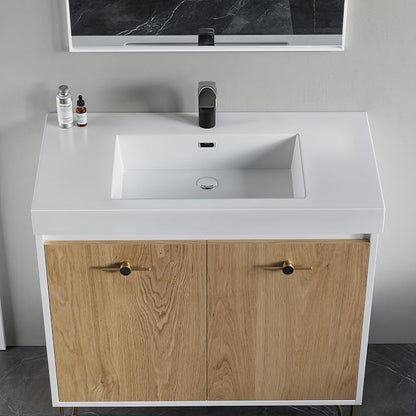 Dowell 36" Bathroom Sink,Single Bowl Vanity Basin,Rectangular Drop-In Bathroom Sink with Overflow,White-000 3618BP