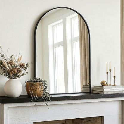 AMOISE Arched Bathroom Mirror for wall, 2Pack 36"x24" Vanity Mirror, Black | Metal Frame, HD Glass, Over Sink Mirror for Bathroom, Entryway, Living Room & Bedroom