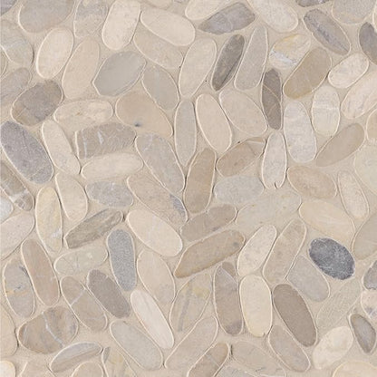 MSI Sliced Pebble Truffle Tumbled Marble Tile for Kitchen Backsplash, Wall Tile for Bathroom, Floor Tile, and Shower Wall Tile, 12 in. x 12 in. Mesh-Mounted Mosaic Tile (9.7 sq. ft.)