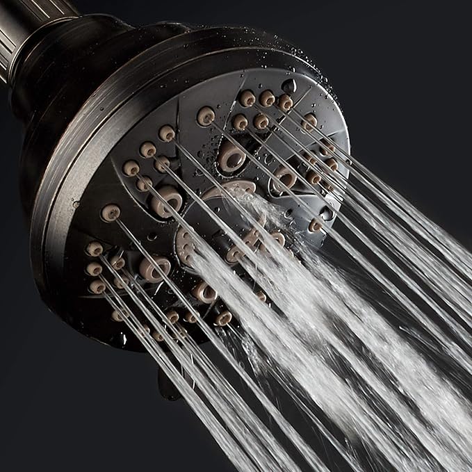 AquaDance Oil Rubbed Bronze High Pressure 6-Setting Spiral Shower Head - Angle Adjustable, Anti-Clog Showerhead Jets, Tool-Free Installation - USA Standard Certified - Top US Brand