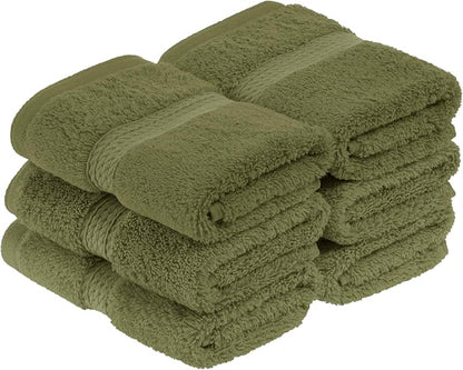 Superior Egyptian Cotton Plush Absorbent, Face Towel Set of 6, Forest Green | Quick Dry, Soft Luxury Towel Set, Bath Essentials for Bathroom, Guest Bath, Spa, 2 Piece Face, Madeline Towels