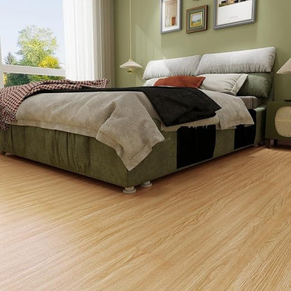 Peel and Stick Floor Tiles 36-Pack, Natural Oak Wood Plank Vinyl Flooring, Self-Adhesive Waterproof Floor Tile for Kitchen, Bathroom, Bedroom, Living Room, Easy Installation, 54 Sq Ft