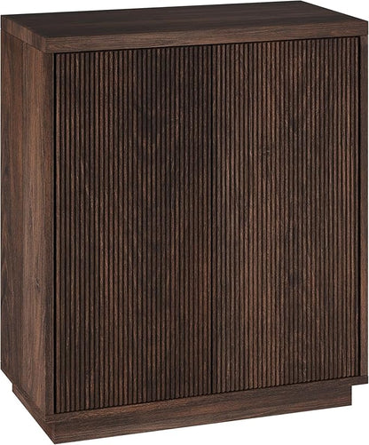 Henn&Hart 28" Fluted Wooden Accent Cabinet, Ribbed Modern Sideboard Buffet Cabinet with 2 Doors and an Adjustable Shelf for Living Room, Dining Room, Bedroom or Entryway, Warm Brown